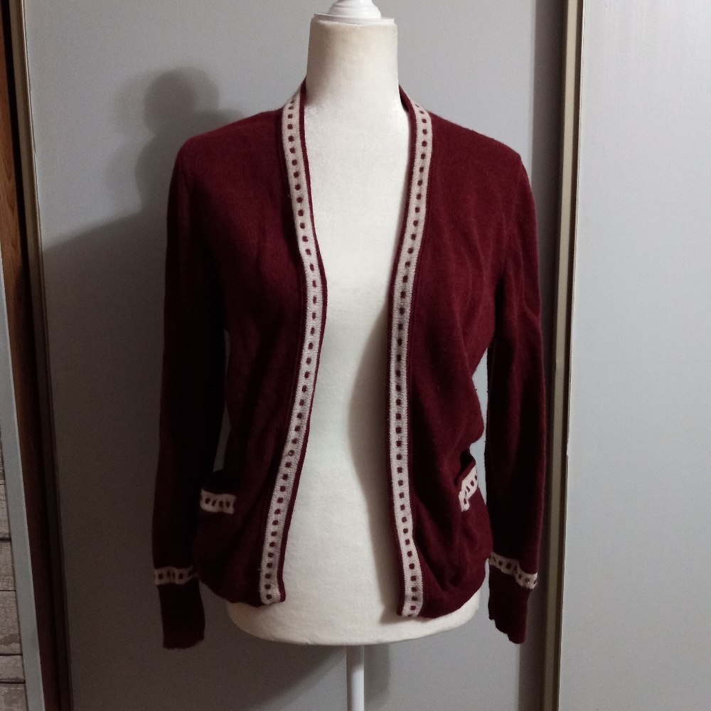 Dalton Small Vintage Wool Pocket Casual Cozy Open Cardigan Sweater